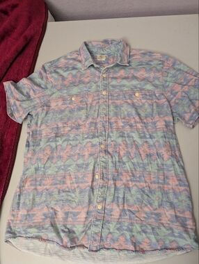 Faherty X Doug Pastel Pink, Light Blue & Mint Geometric Short-Sleeve Button-Down